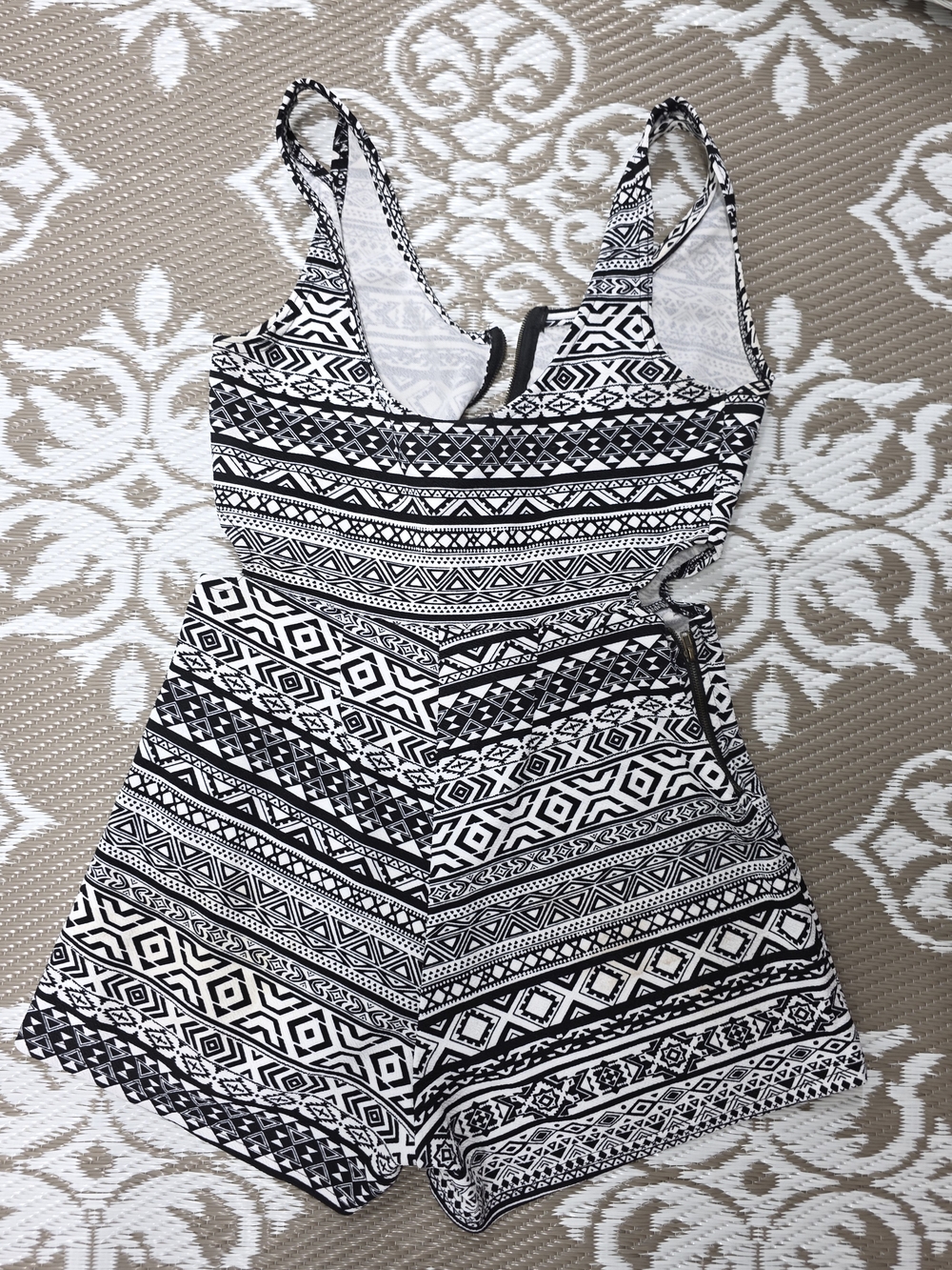 Love Black & White Aztec Print Romper